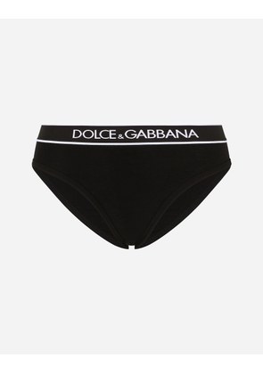 Dolce & Gabbana Fine-rib Jersey Briefs With Branded Elastic - Woman Underwear Black 1