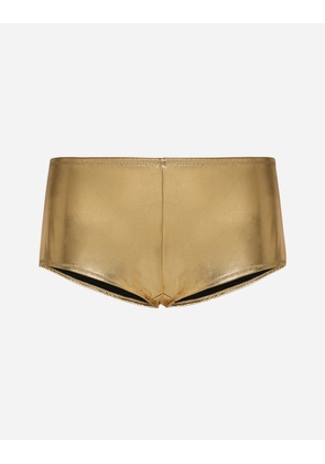 Dolce & Gabbana Foiled Jersey Low-rise Panties - Woman Trousers And Shorts Gold Jersey 2