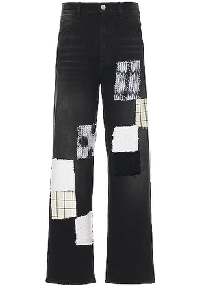 Marni Patchwork Bleached Cotton Bull Denim in Black - Black. Size 30 (also in ).