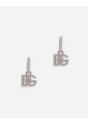 Dolce & Gabbana Hoop Earrings With Dg Logo Pendants - Man Bijoux Silver Metal Onesize