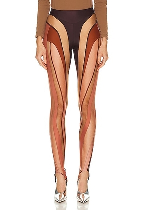 Mugler Illusion Legging in Multicolor Dark Raisin & Nude 02 - Burnt Orange. Size 36 (also in 34).