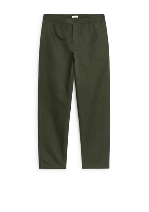 Linen Drawstring Trousers - Green