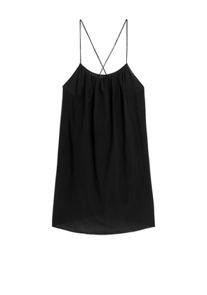 Crinkled Strap Dress - Black