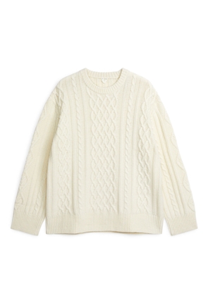 Cable-Knit Wool Blend Jumper - White