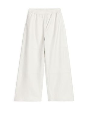 Flared Leather Trousers - White