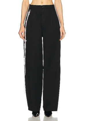 DARKPARK Phebe Crystal Chain Adorned Wide Leg Pant in Black - Black. Size 36 (also in 42).