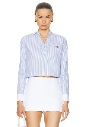 VERSACE Striped Long Sleeve Shirt in Pastel Blue & White - Blue. Size 38 (also in 40, 42).