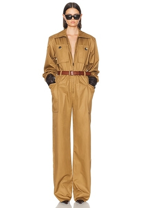 Saint Laurent Long Sleeve Jumpsuit in Camel - Tan. Size 40 (also in ).