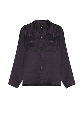 Needles Long Sleeve Cowboy One-Up Shirt Poly Sateen in Dk.Purple - Purple. Size L (also in M, S, XL/1X).
