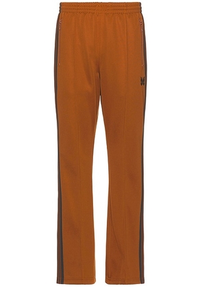 Needles Boot-Cut Track Pant Poly Smooth in Rust - Rust. Size L (also in M, S, XL/1X).