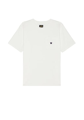 Needles Short Sleeve Crew Neck Tee Poly Jersey in White - White. Size L (also in M, XL/1X).