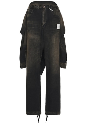 Maison MIHARA YASUHIRO Shirts Combination Denim Pants in Black - Black. Size 50 (also in ).