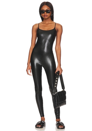 Commando Faux Leather Cami Catsuit in Black. Size M.