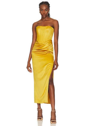 Bardot Everlasting Midi Dress in Mustard. Size 2, 6.