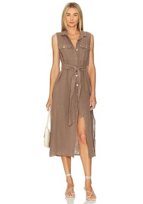 Bella Dahl Sleeveless Utility Duster Dress in Taupe. Size L, S.