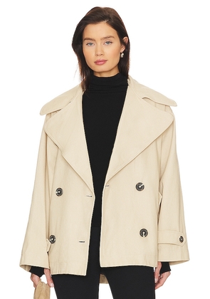Free People Highlands Peacoat In Tea Combo in Cream. Size S, XL, XS.