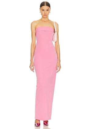 Helsa Tech Gabardine Long Strapless Dress in Pink. Size L, S, XL, XS, XXS.