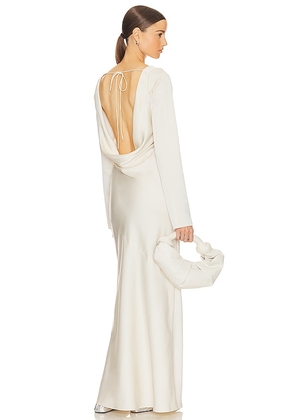 Helsa Angelica Backless Maxi Dress in Ivory. Size L, S, XL, XS, XXS.
