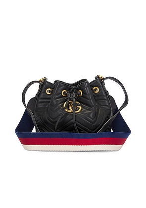 FWRD Renew Gucci GG Marmont Bucket Bag in Black.