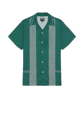 Brixton Bunker Jacquard Short Sleeve Camp Collar Shirt in Green. Size XL/1X.