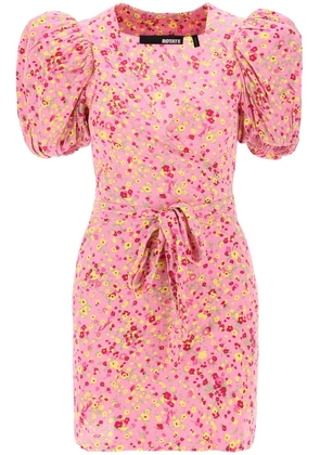 Rotate mini wrap dress with balloon sleeves - 36 Pink