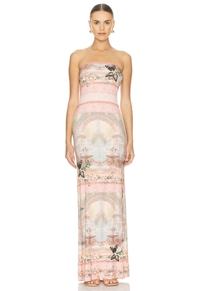 Alice + Olivia Delora Strapless Maxi Dress in Rose. Size 12, 6, 8.