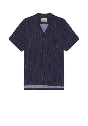 Bather Tidal Current Camp Shirt in Navy. Size M, S, XL/1X.