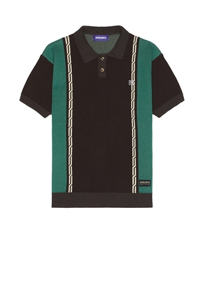 Deva States Chain Jacquard Knit Polo Shirt in Brown. Size L, S.