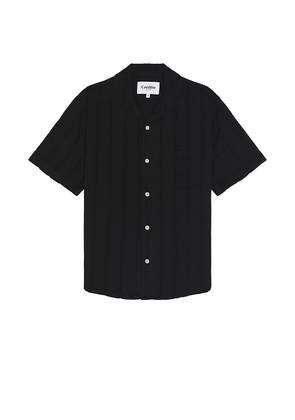 Corridor Striped Seersucker Short Sleeve Shirt in Black. Size M, S, XL/1X.