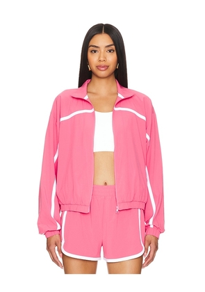 Beyond Yoga Go Retro Jacket in Pink. Size M, S, XL, XS.