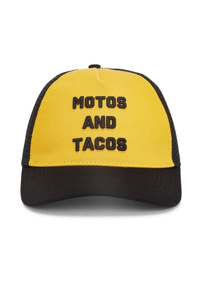 Iron & Resin Motos And Tacos Hat in Yellow.