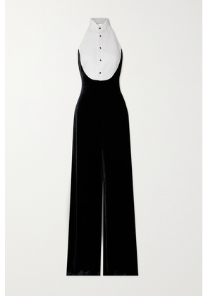 Ralph Lauren Collection - Illeana Two-tone Piqué And Velvet Halterneck Jumpsuit - Black - US0,US2,US4,US6,US8,US10,US12,US14