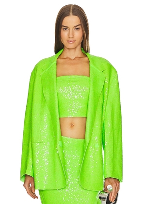 Norma Kamali Sequin Oversized Double Breasted Jacket in Green. Size S.