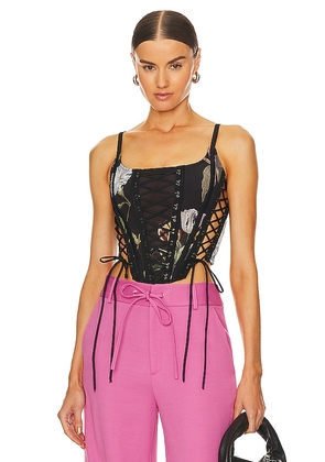 Monse Print Laced Bustier in Black. Size 0.