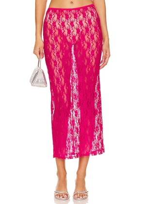 Lovers and Friends Lia Sheer Skirt in Fuchsia. Size L, S, XL, XS.