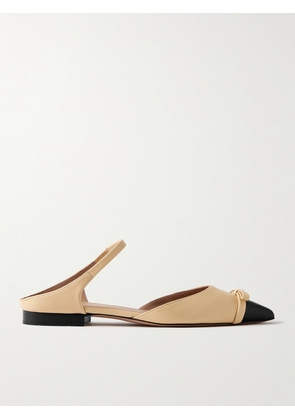 Malone Souliers - Blythe 10 Bow-embellished Two-tone Leather Point-toe Flats - Neutrals - IT36,IT36.5,IT37,IT37.5,IT38,IT38.5,IT39,IT39.5,IT40,IT40.5,IT41,IT42
