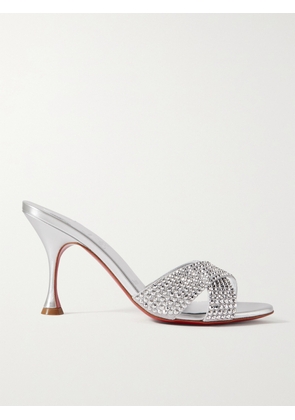 Christian Louboutin - Mariza Is Back Strass 85 Crystal-embellished Metallic Leather Mules - Silver - IT34,IT35,IT36,IT36.5,IT37,IT37.5,IT38,IT38.5,IT39,IT39.5,IT40,IT40.5,IT41,IT42