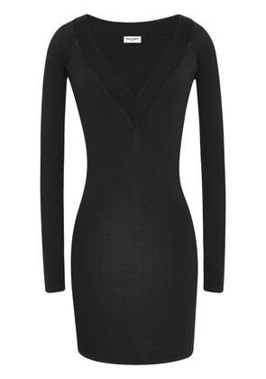 Saint Laurent fine-knit V-neck minidress - Black