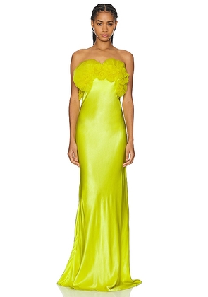Rachel Gilbert Eyelar Gown in Yellow. Size 2, 3.