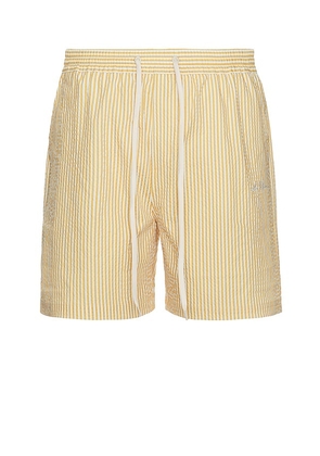 Les Deux Stan Stripe Seersucker Swim Shorts in Yellow. Size M, S.