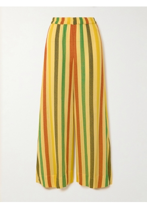 Suzie Kondi - Elira Striped Cotton-gauze Wide-leg Pants - Yellow - x small,small,medium,large,x large