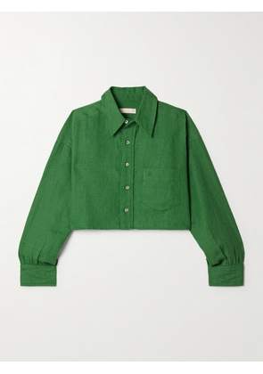 Suzie Kondi - Leuka Cropped Linen Shirt - Green - x small,small,medium,large,x large
