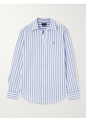 Polo Ralph Lauren - Embroidered Striped Cotton-oxford Shirt - Blue - xx small,x small,small,medium,large,x large
