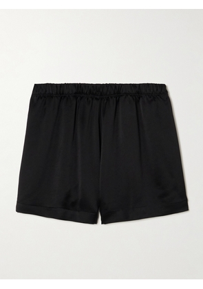 LESET - Barb Washed-satin Shorts - Black - x small,small,medium,large,x large