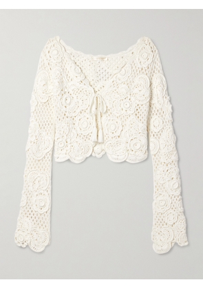 LoveShackFancy - Kylan Cropped Crocheted Cotton Cardigan - Off-white - x small,small,medium,large