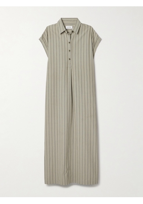 Matteau - + Net Sustain Oversized Striped Organic Cotton And Linen-blend Maxi Dress - Green - 1,2,3,4,5,6