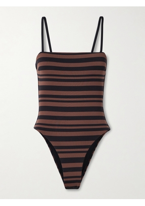 Matteau - + Net Sustain Petite Square Striped Recycled Swimsuit - Brown - 1,2,3,4,5