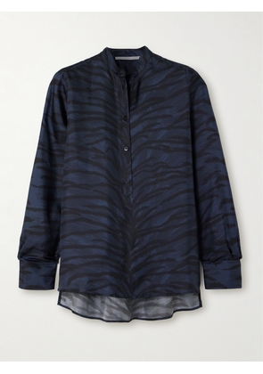 Stella McCartney - Zebra-print Silk-chiffon Shirt - Blue - IT38,IT40,IT42,IT44,IT46