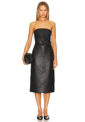 St. Agni Leather Midi Dress in Black. Size M, S.