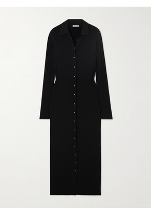ÉTERNE - Georgia Stretch-jersey Maxi Shirt Dress - Black - small,medium,large